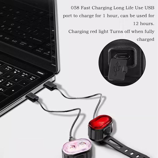 Fietsverlichting Set - Voor en Achter - Veilig Fietsen - Automatische Sensor - 200 Lumen - Wit en Rood — afbeelding 5