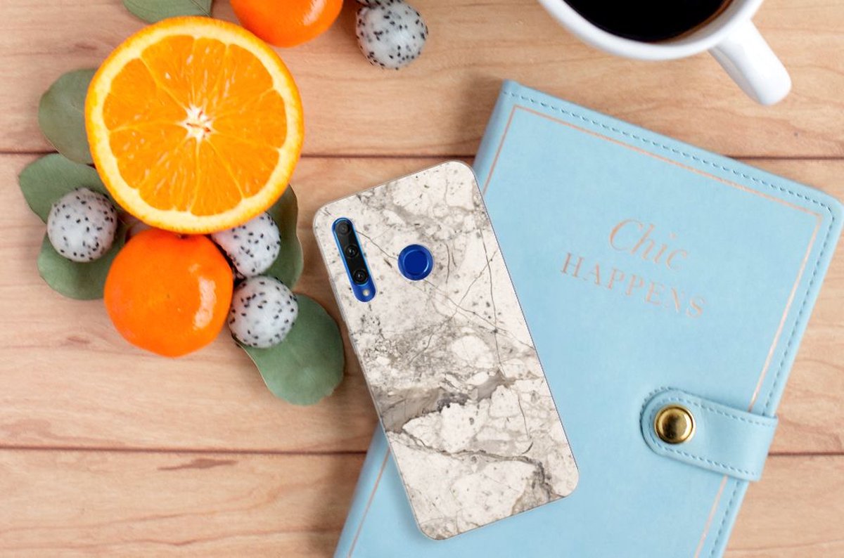 Honor 20 Lite TPU Siliconen Hoesje Marmer Beige