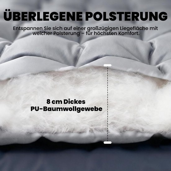 Campingmat - Slaapmat - Kamperen - 8 cm dik - 200 x 80 cm - Lichtgrijs — afbeelding 2