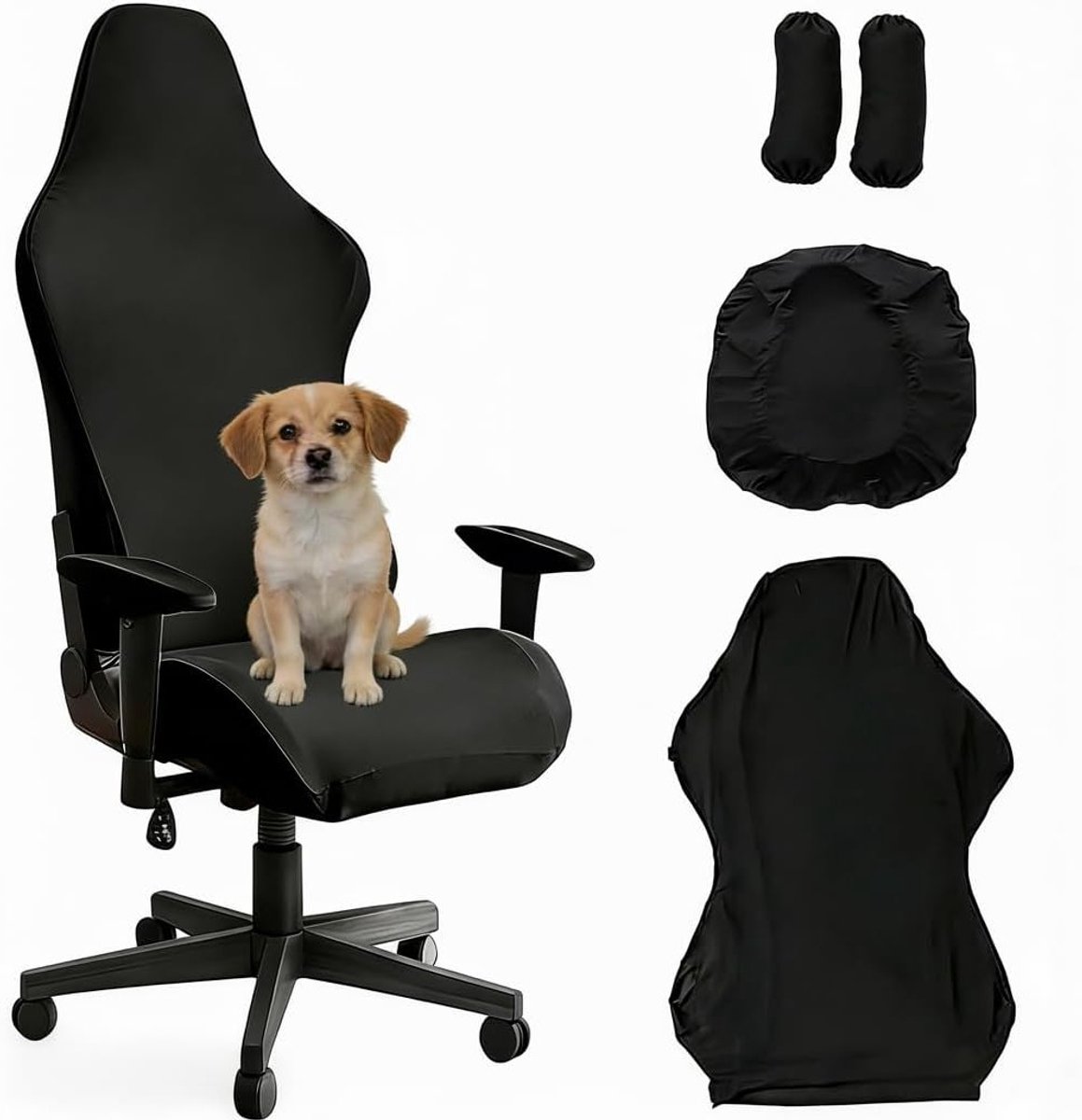 Verstelbare Gaming Stoelhoezen Set van 4 - Stretch, Wasbaar en Geschikt voor Computerstoelen met Armleuningen