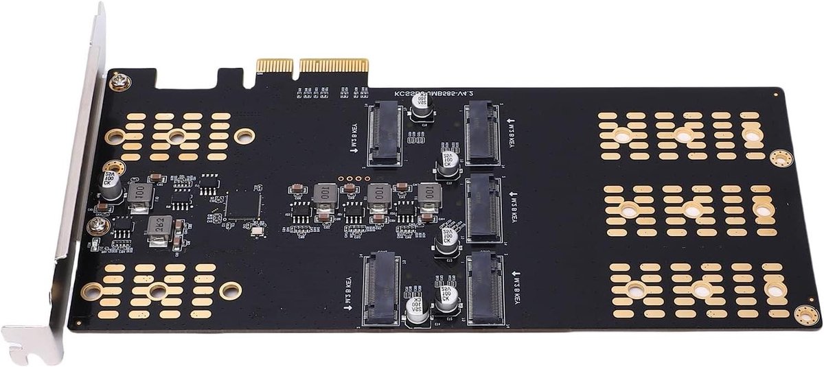 M.2 PCIe Adapterkaart - SSD Uitbreiding - Opslag Capaciteit Vergroten - Vijf Slot Ondersteuning - M.2 SATA SSD - Zwart