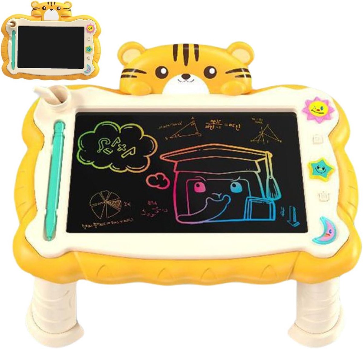 Tekentablet - Schrijftablet Leermiddel - Handschrift Oefenen - Herbruikbaar Papiervrij - 30 x 20 x 4 cm - Geel