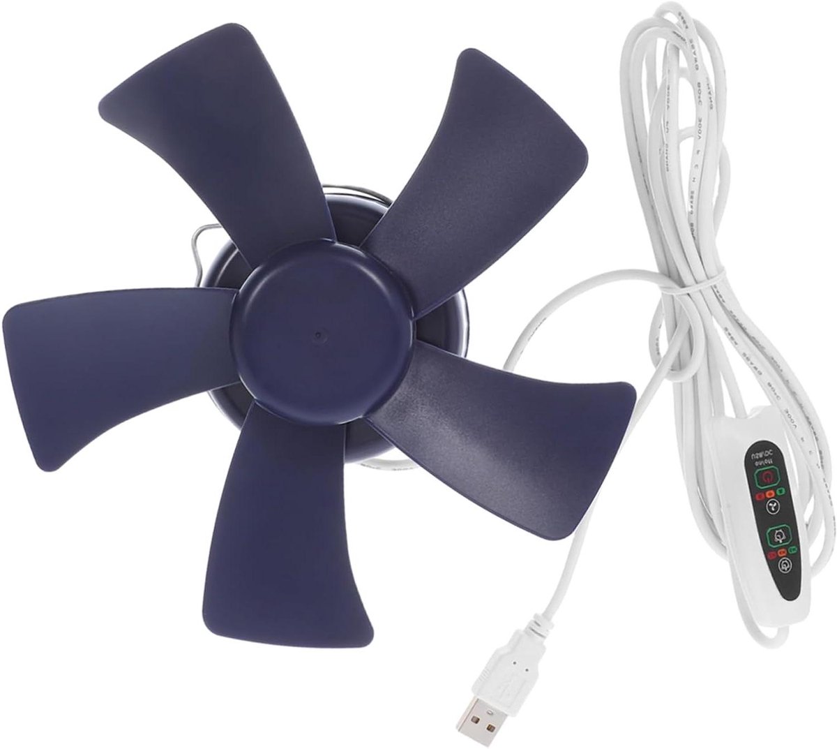 Compacte Plafondventilator - Hangende Ventilator - Kamperen en Reizen - Met Timerfunctie - 18x18x12 cm - Blauw