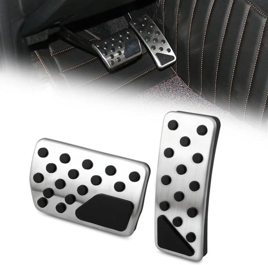 Pedaalhoezen Set - Auto Pedalen - Verbeterde Grip - Roestvrij Staal - One Size - Zwart Zilver — afbeelding 3