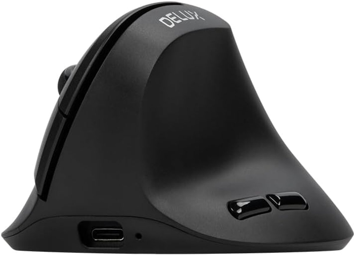 Delux M618AIR Verticale Ergonomische Muis – Draadloos Bluetooth & 2.4GHz – Silent Klik – Gaming Muis – Voor Kleinere Handen – Zwart