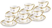 Karaca Bihter - Koffiekopjesset – 6 Personen – 90 ml – Turkse Koffiekopjes – Luxe Porseleinen Espresso- en Mokkaset
