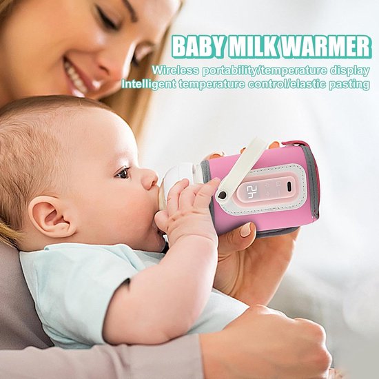 Flessenwarmer voor onderweg werkt met USB (NIET OPLAADBAAR) - Flessenverwarmer Babyfles Verwarmer - Roze - Melkverwarmer baby van Merkloos — afbeelding 4