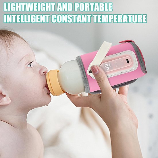Flessenwarmer voor onderweg werkt met USB (NIET OPLAADBAAR) - Flessenverwarmer Babyfles Verwarmer - Roze - Melkverwarmer baby van Merkloos — afbeelding 3