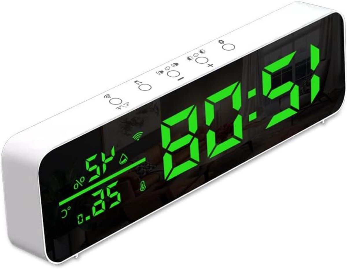 Digitale Klok - Wekker - Comfort Meten - WiFi Connectie - 24x7x3 cm - Wit