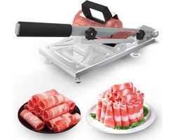 Snijmachine - Handmatige snijmachine voor bevroren vlees - Snijmachine voor rund- en lamsvleesrollen - Geschikt voor thuis koken, grillen en hotpot - Zilverkleurig