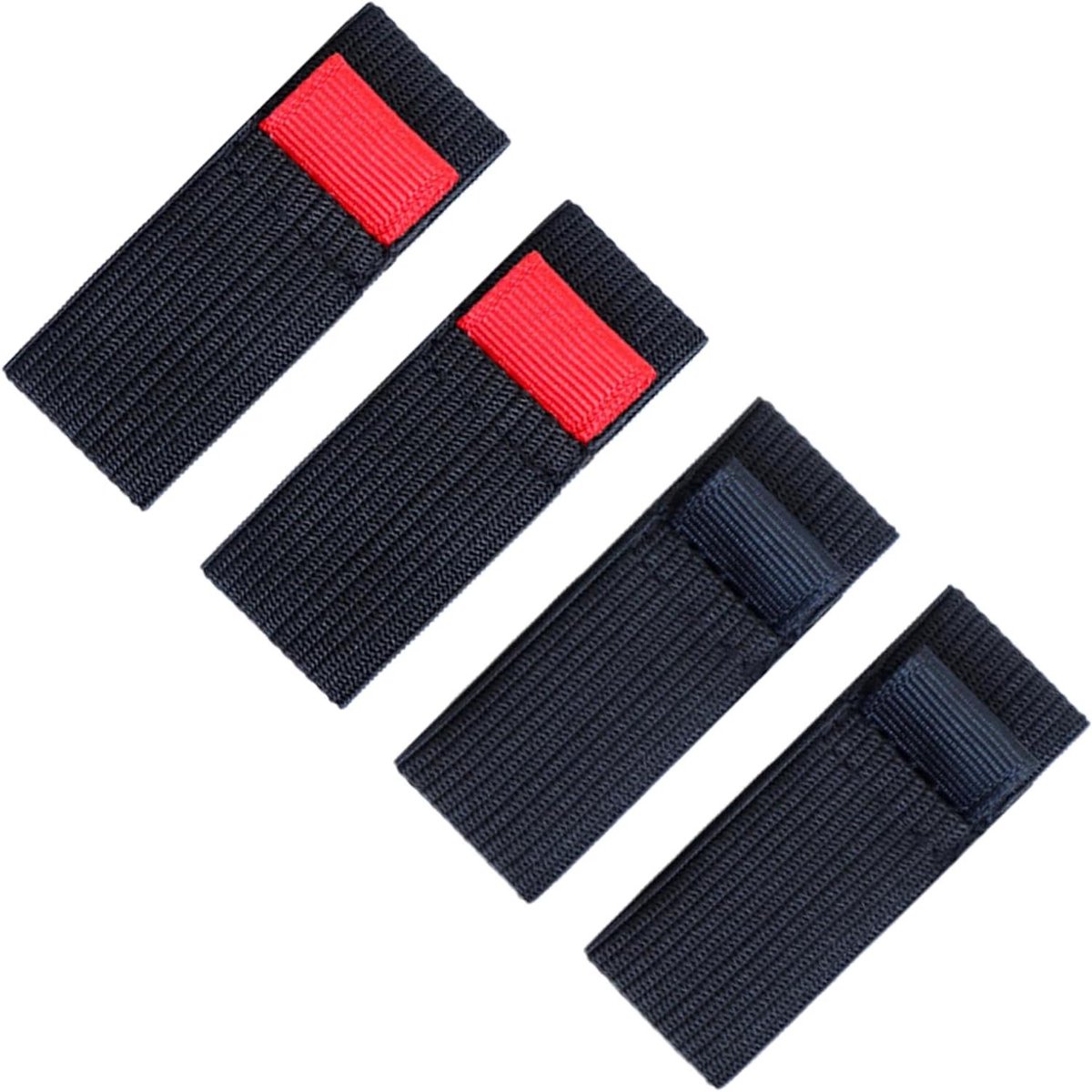 Vismolen Beschermers - Rolhouders Riemen - Vismolen Transport - Voorkomt Klitten - 4 Maten Set - Rood Zwart