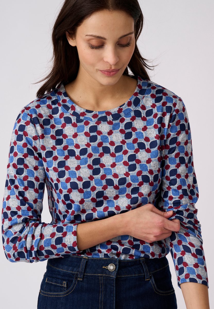 Damart - T-shirt geborsteld warm tricot - Dames - Blauw - L