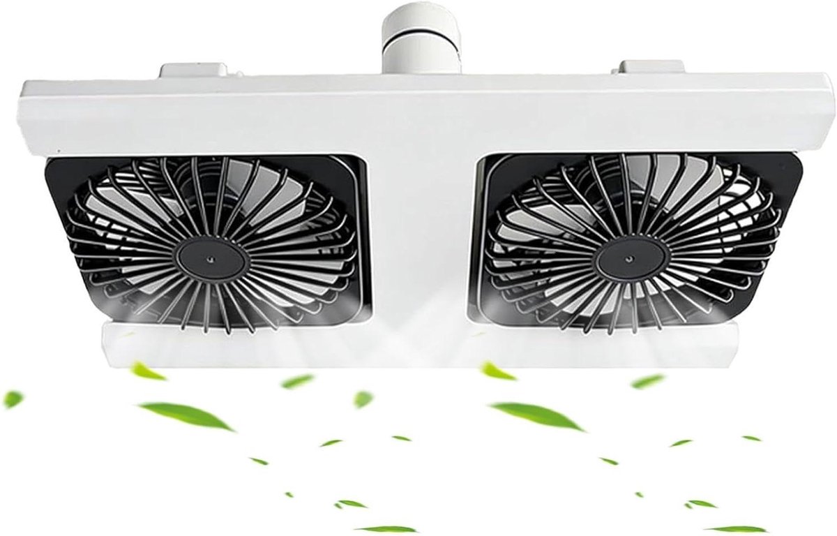 Kleine Plafondventilator - Met Verlichting - Efficiënte Koeling - Dubbelkoppig Ontwerp - 40 x 62 cm - Zwart