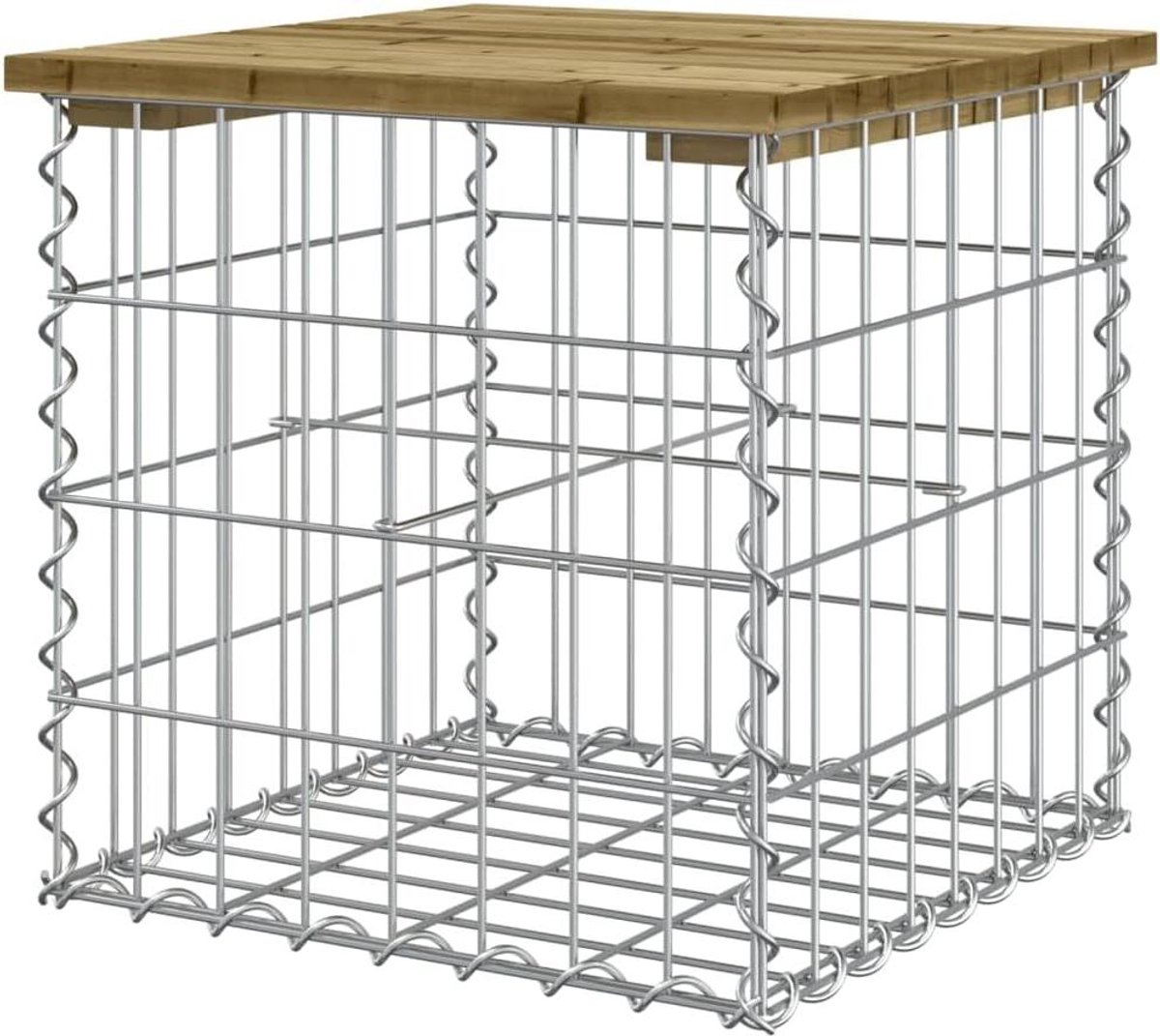 Tuinbank Gabion - Buitenbank Schanskorf - Ontspannen in tuin - Massief houten zitting - 103 x 31 x 42 cm