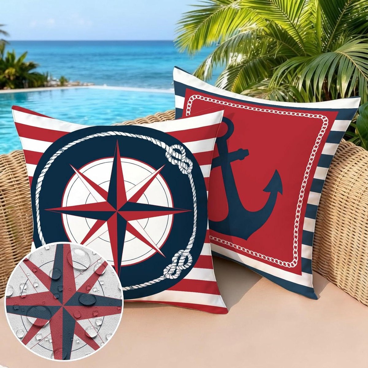 Kussenslopen Set - Decoratieve Hoezen - Buiten Decoratie - Waterafstotend Materiaal - 45 x