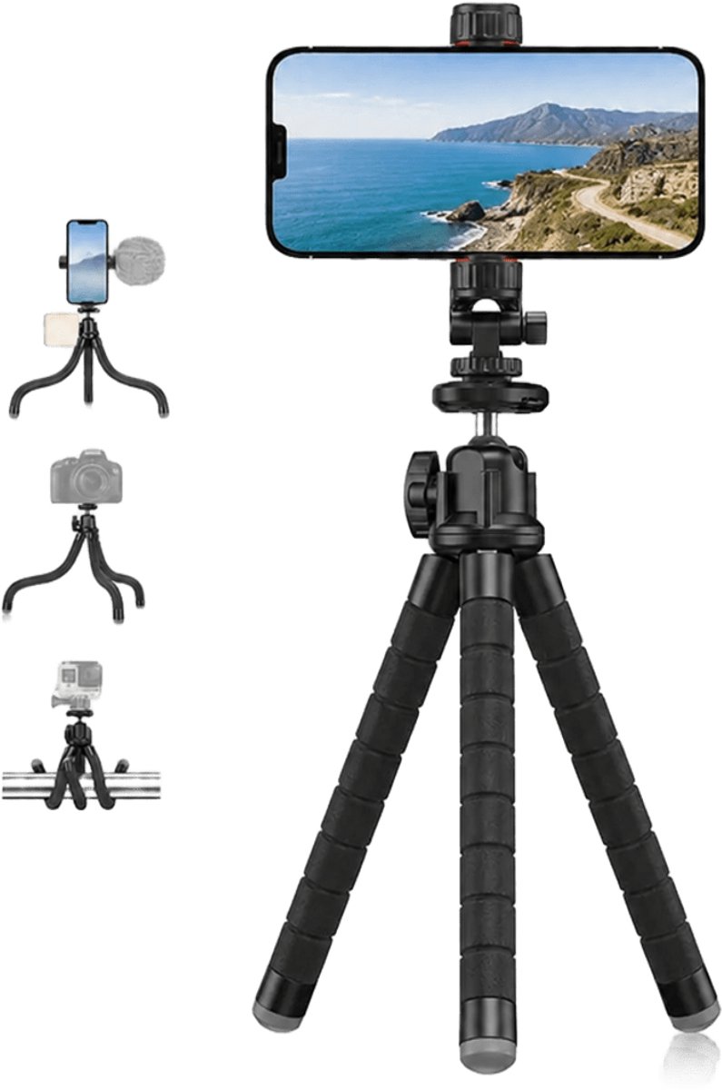 DrPhone APEX FlexiShot – Flexibele Octopus Tripod Telefoonhouder – 360° Statief – Cold Shoe Mount – Bluetooth Afstandsbediening – Voor Smartphone, Camera & Actioncam