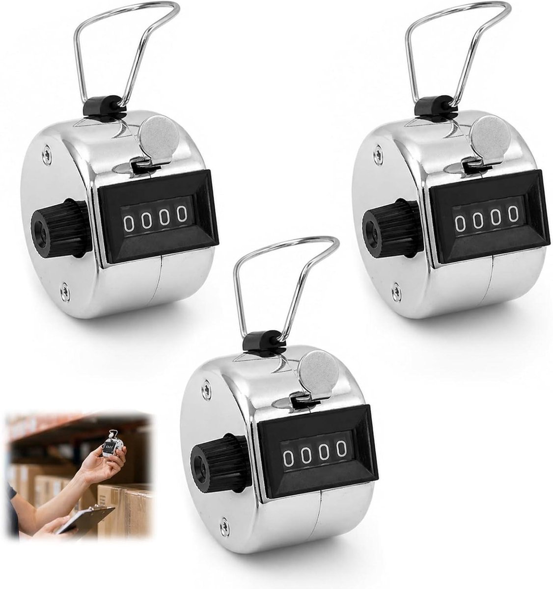 Handmatige Teller - Mechanische Klikker - Dagelijks Tellen - Werkt Zonder Batterij - 3 Stuks - Zwart