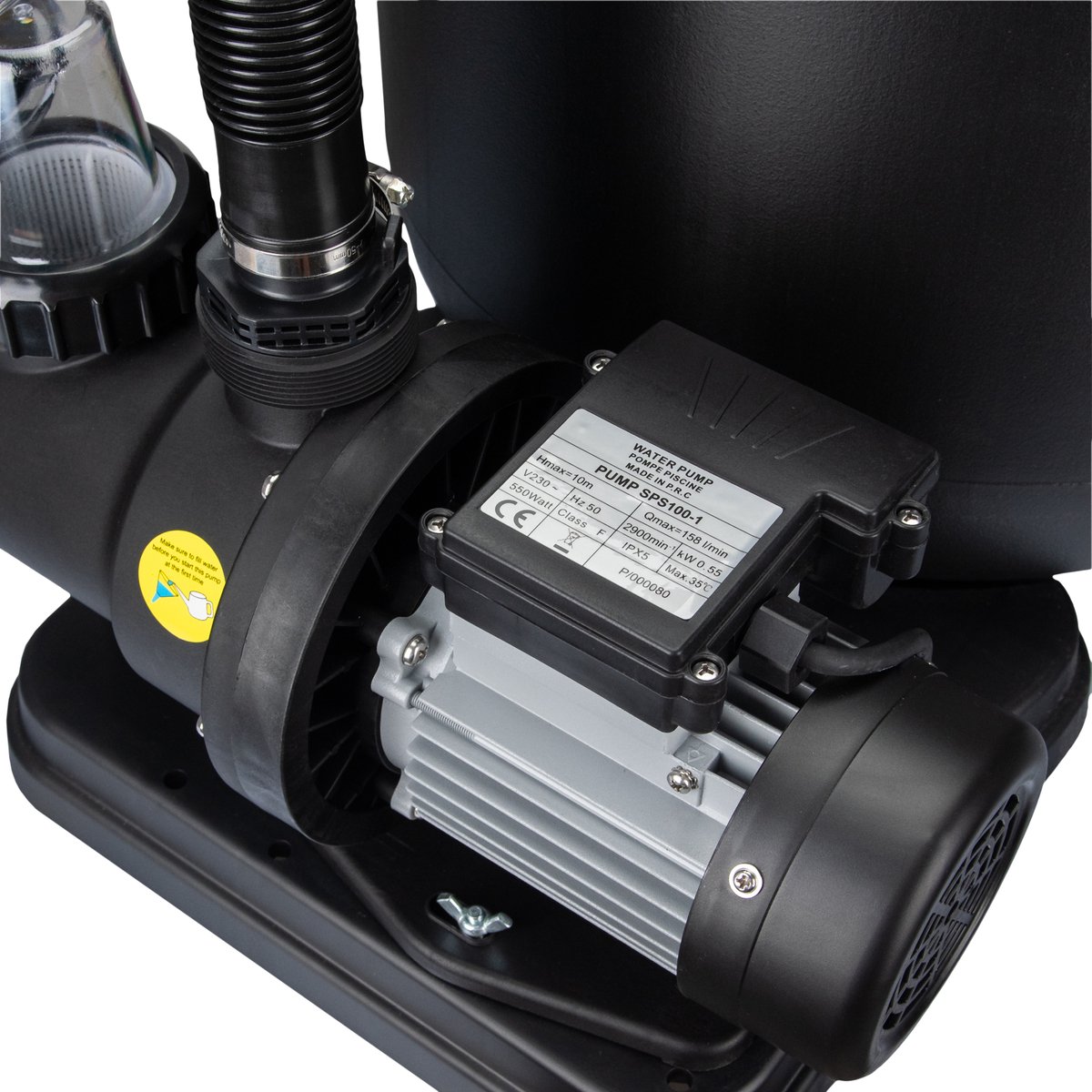 COIL Zandfilterpomp 10000 l/u (550W) – Zwembadpomp tot 42m³ – Zelfaanzuigende pomp - 7-wegklep met manometer – Geschikt voor zand en filterballen – foto 3
