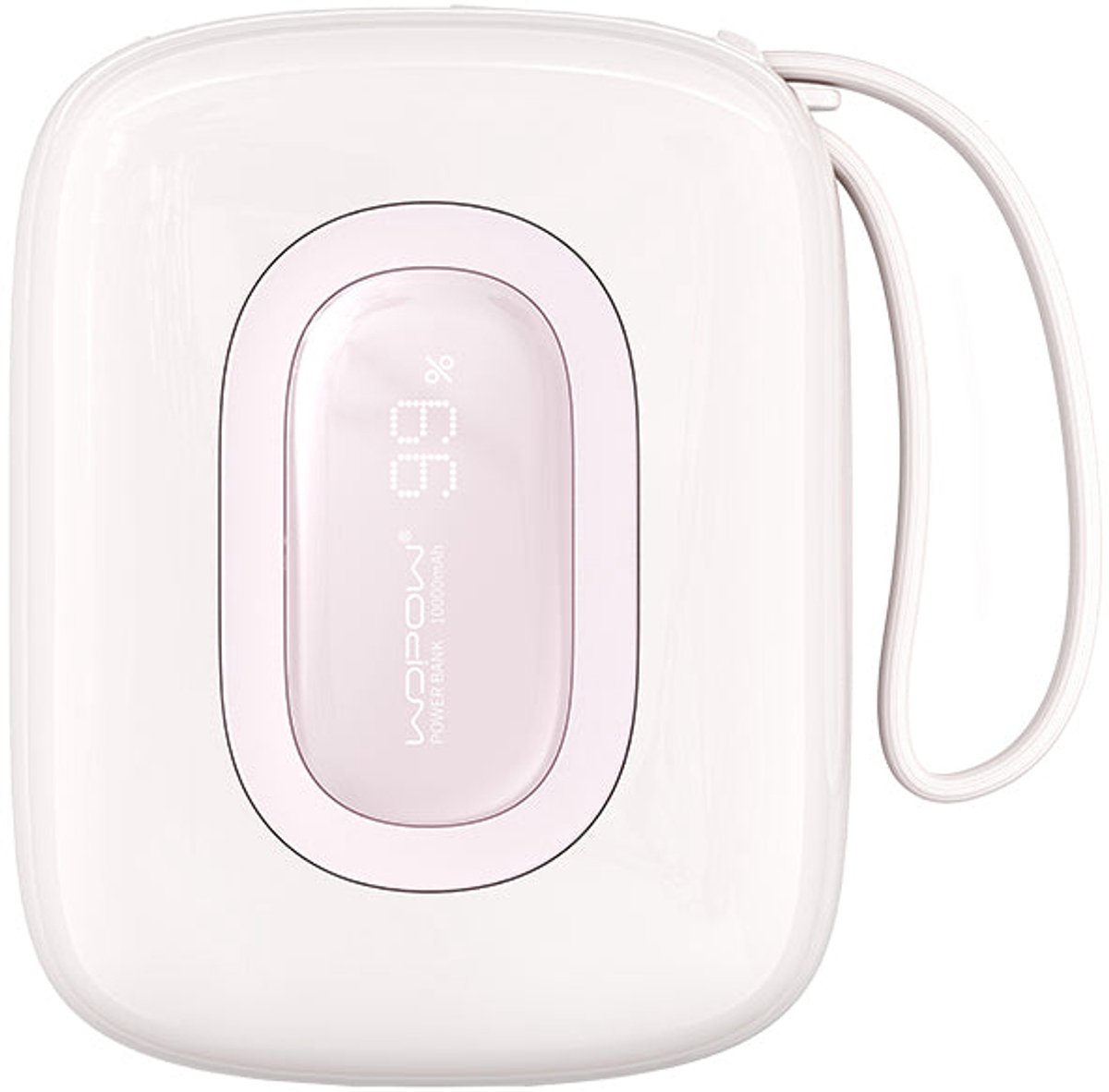Wopow Powerbank met ingebouwde USB-C & Lightning Kabels, SQ63, 10.000mah, 22.5W, Roze, 6933185736942