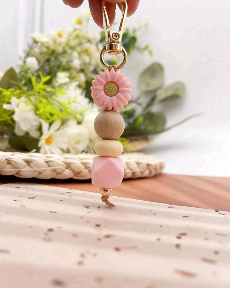 Sleutelhanger bloem roze