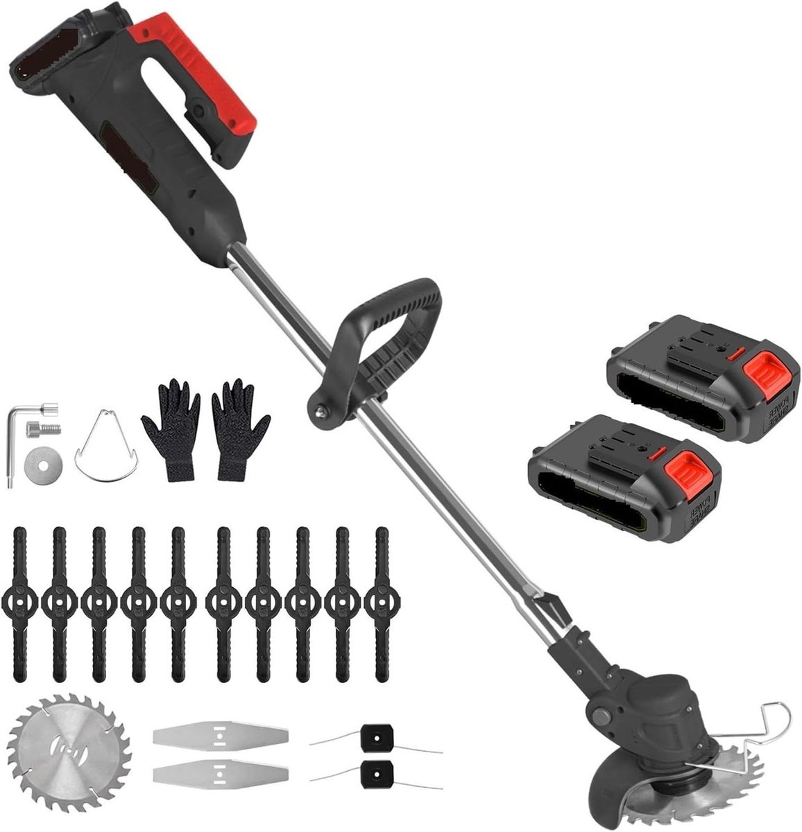 Elektrische Grastrimmer - Snoerloze Tuinmaaier - Gazon Onderhoud - 4-in-1 Ontwerp - 94-130 cm Verstelbaar - Zwart
