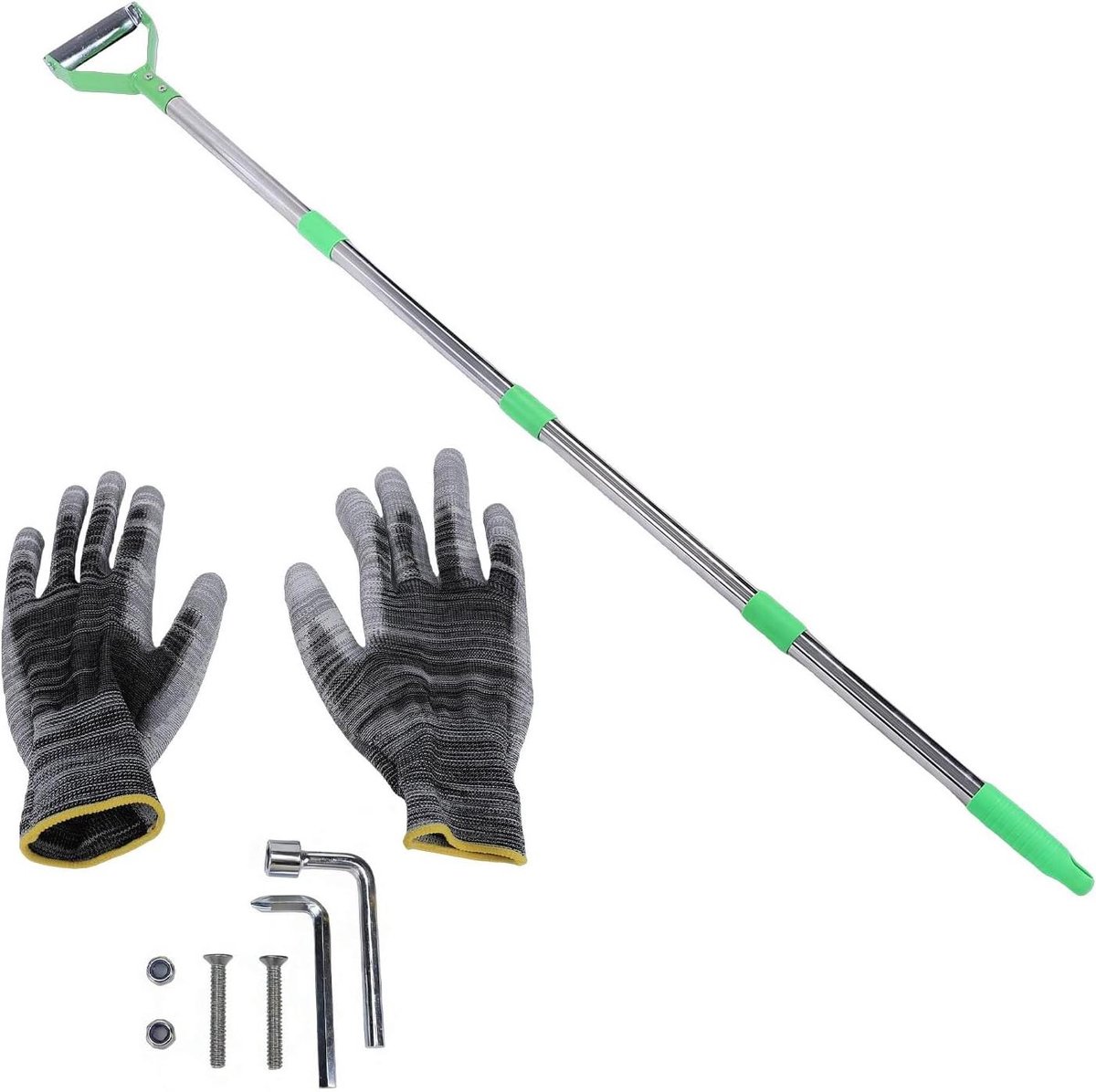 Tuinschoffel Verstelbaar - Onkruidsteker - Grond Losmaken - Dubbelzijdig Snijdend - 160 cm - Groen