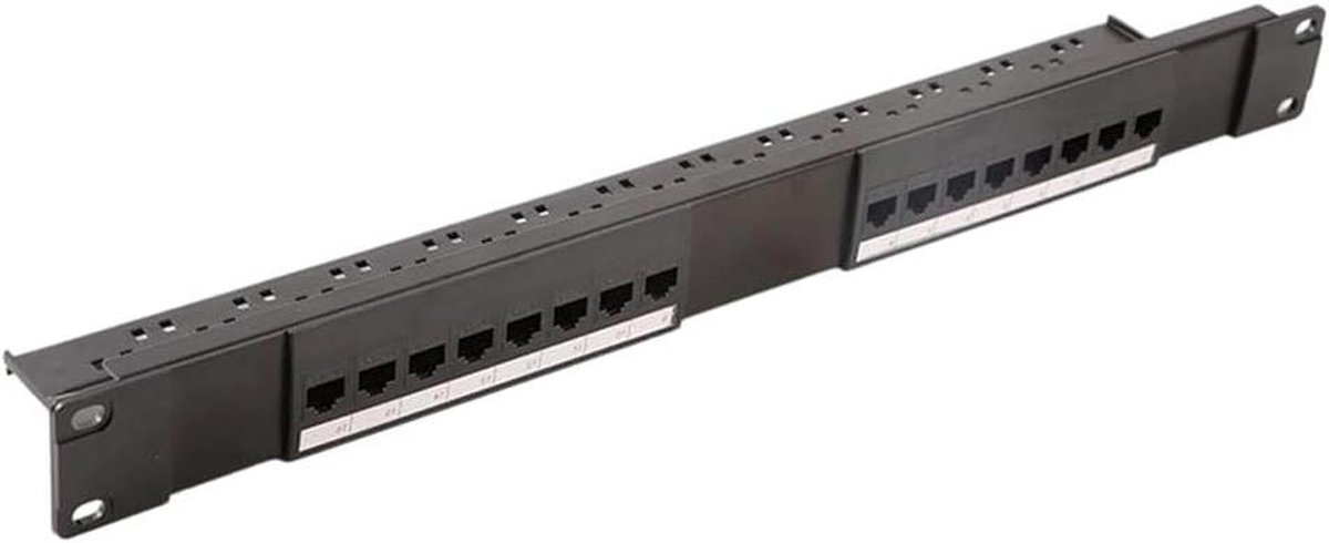 Netwerk Patchpaneel - Ethernet Paneel - Netwerk Installatie - 16-Poorts Doorvoer - 19-Inch Rack - Zwart