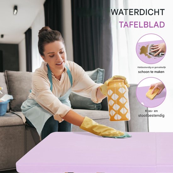 125 cm Robuuste Klaptafel (met draaggreep) - In hoogte verstelbaar (58–74 cm) - Draagbare klaptafel - Ideaal voor kamperen, picknicks en binnen-/buitengebruik - 135 kg draagvermogen - Paars — afbeelding 4