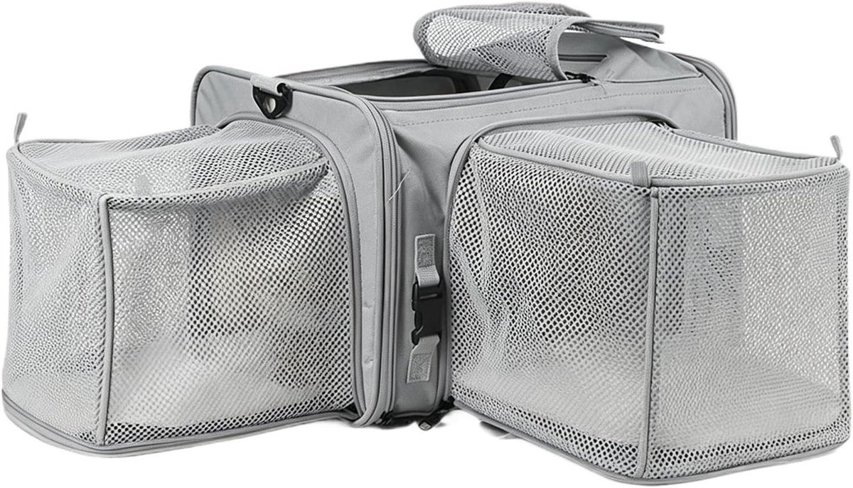 Hondendrager - Dierenmand - Veilig Vervoer - Dubbele Ritssluiting - 43x30x7 cm - Grijs