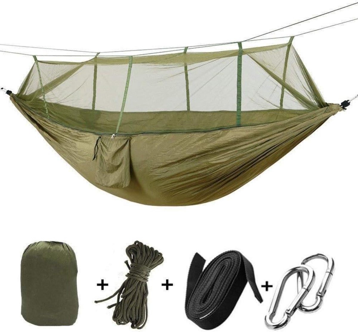 Dubbele Hangmat - Kampeerhangmat Tent - Buiten Ontspannen - Met Klamboe - 26 meter - Groen