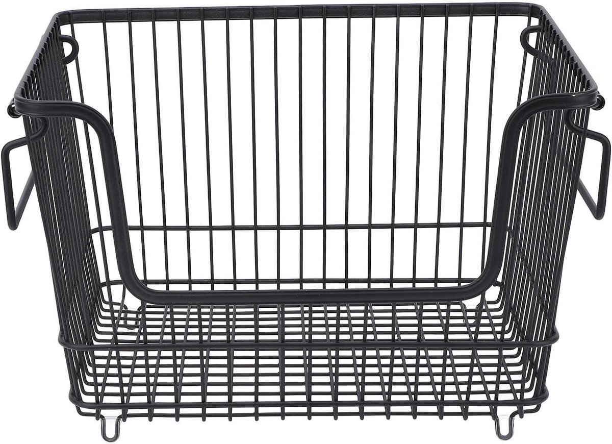 Vriezeropslagmand - Draadmand Organizer - Voedsel Opslaan - Stapelbaar Ontwerp - 33 cm - Zwart
