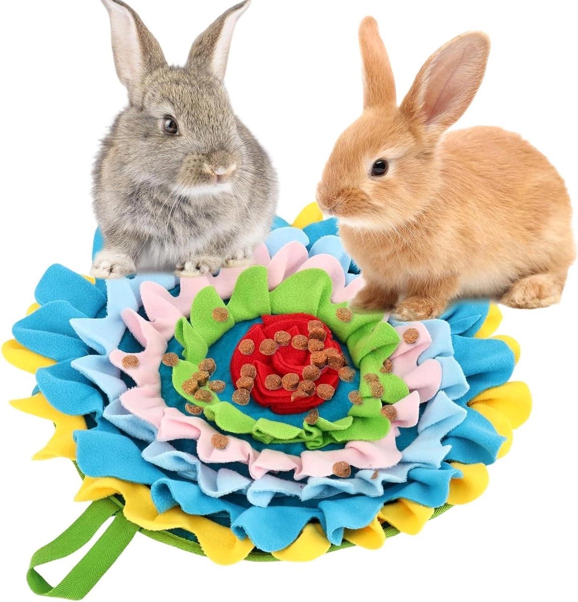 Hondensnuifmat Interactief - Voederpuzzel Speelgoed - Mentale Stimulatie - Langzaam Eten Bevorderen - 43 x 43 cm - Bloemstijl