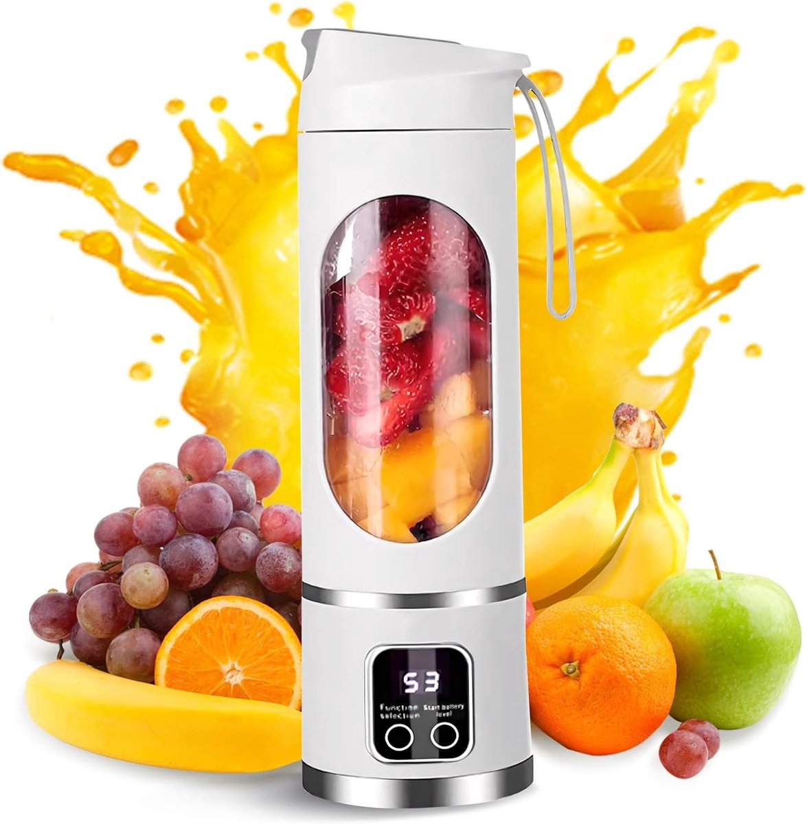12 Messen Draagbare Blender 450ml - 500g Lichtgewicht - 3 Snelheden - 12000 RPM Smoothie Maker - USB-C Oplaadbaar - To-Go Beker voor Shakes, Sport, Reizen & Kantoor
