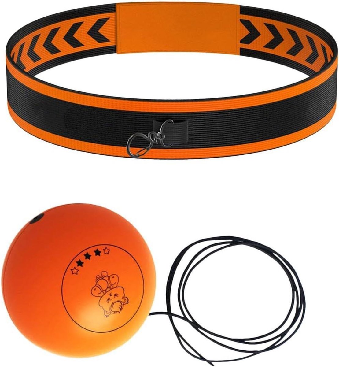 Boks Reflexbal - Hoofdband Trainer - Vaardigheden Verbeteren - Verstelbare Bal - 3 Maten Ballen - Oranje