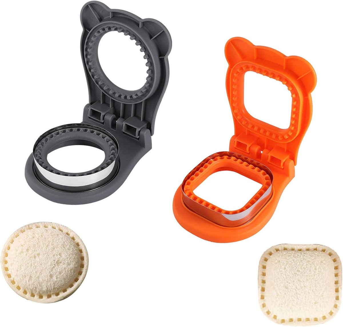 carmdering - Sandwich Uitsteker Set voor Kinderen – Broodvormer & Toast Snijder – Bento Lunchbox Accessoires – Koekjesvorm en Sandwichmaker van RVS & BPA-vrij PP – DIY Lunch Vormpjes voor School, Picknick & Ontbijt