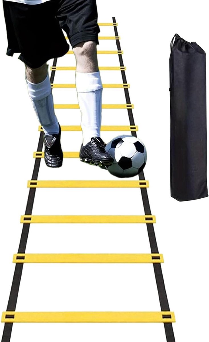 Agility Trainingsapparaat - Snelheidstrainer Speed Ladder - Verbeteren Balans - Geen Montage Nodig - 6 meter - Zwart