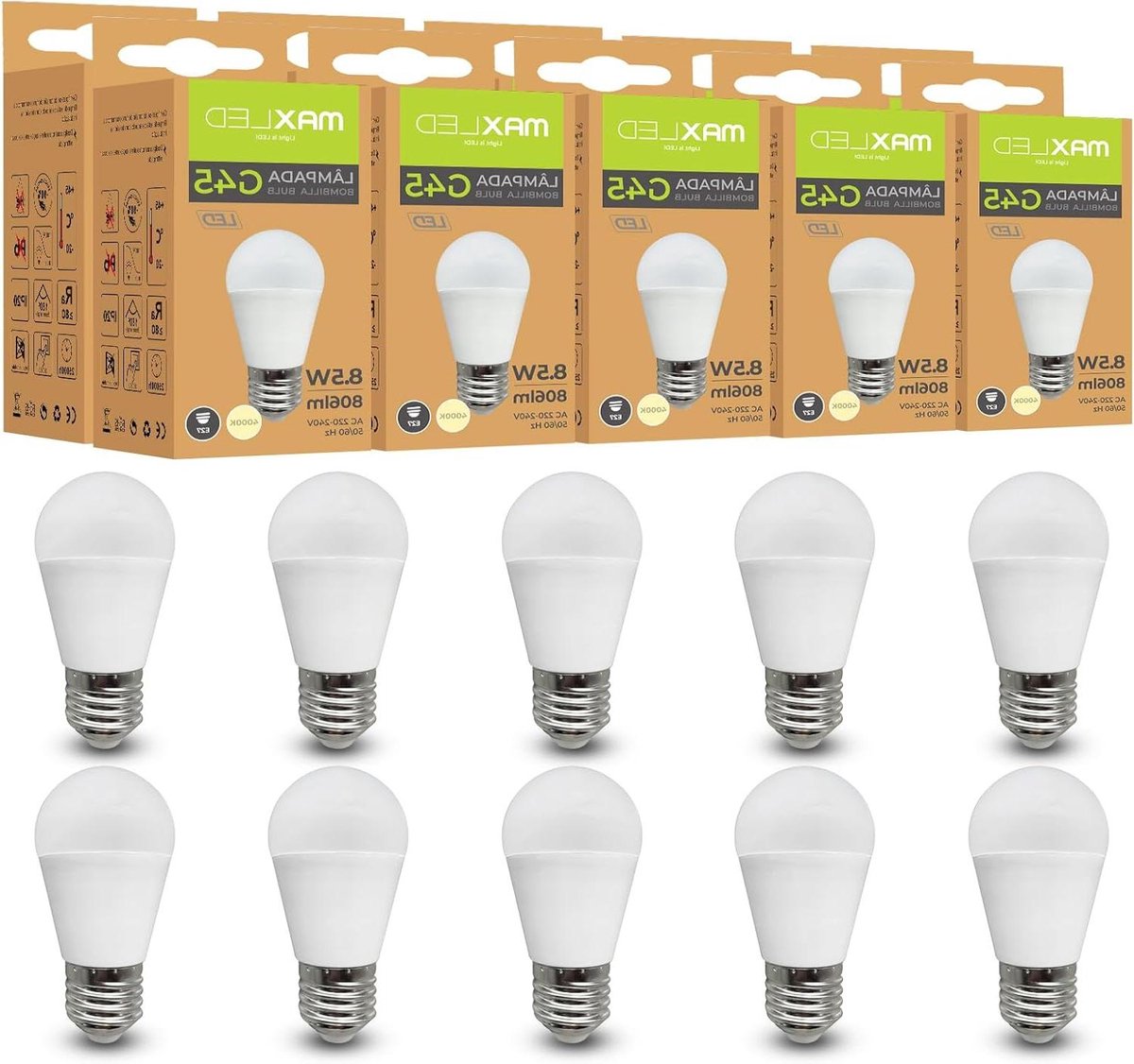LED Lamp E27 G45 - Gloeilamp Vervanger - Huis Verlichten - Energiebesparend 8.5W - Ø45mm x 88mm - 4000K Wit