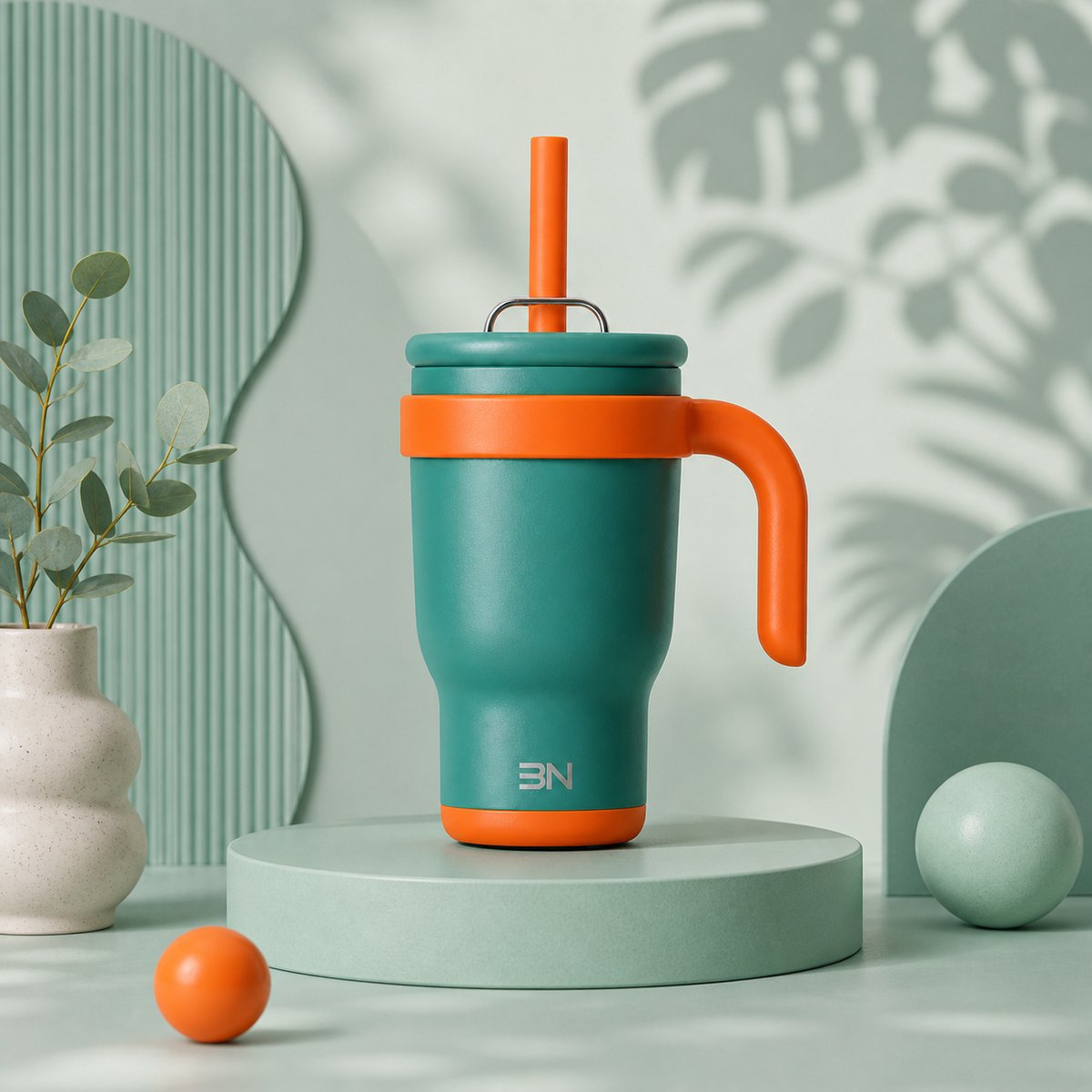 Thermobeker Kind met Rietje – Lekvrij – Dubbelwandige Drinkfles – Warm & Koud – Met Handvat