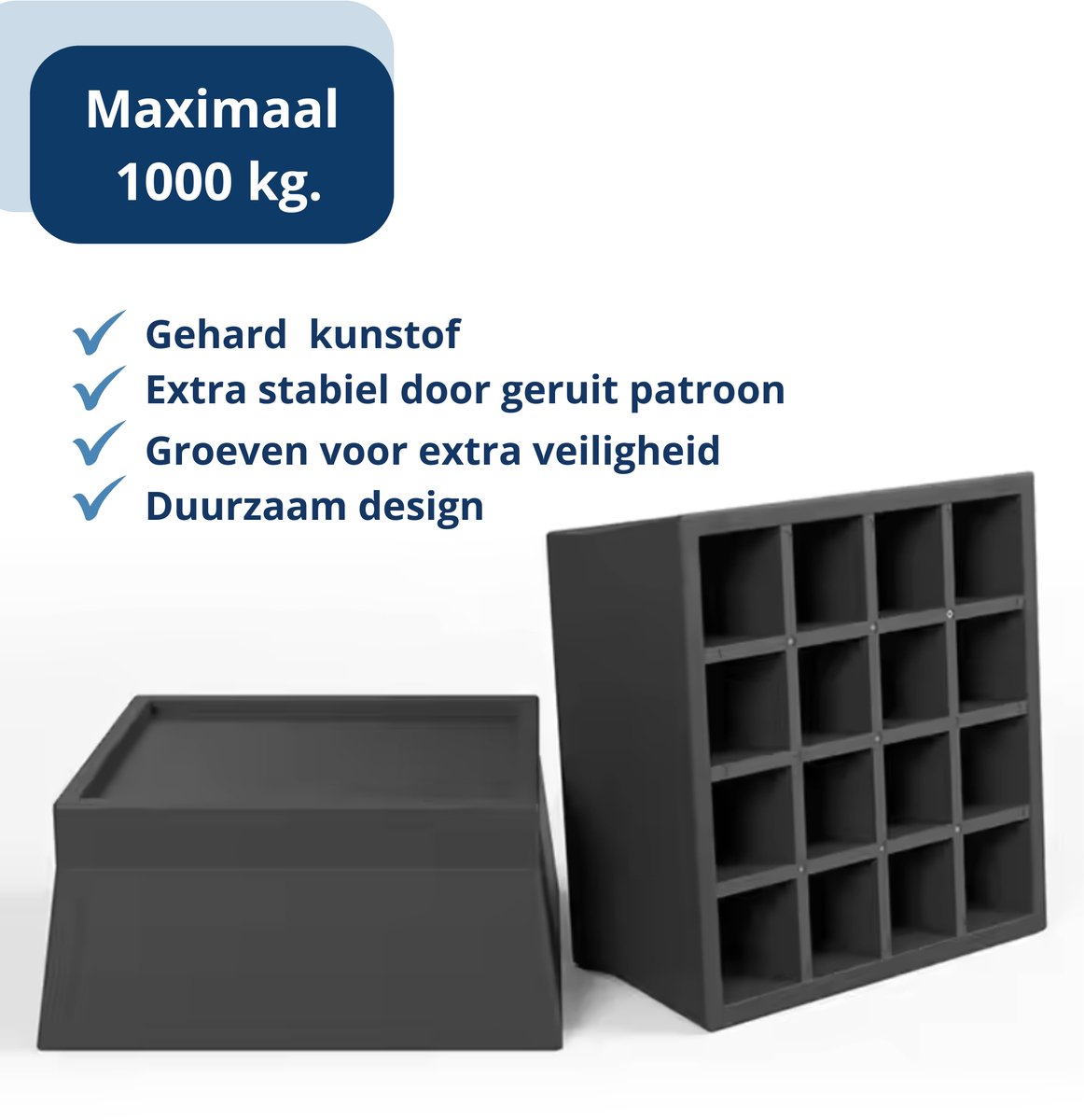 VOKA Meubelverhogers - Bedverhogers - Set van 4 hoogwaardige meubelverhogers - Rubberen Kwaliteit verhogers - 5 cm - Extra sterk - Zwart - Wasmachine verhoger - Bureauverhoger - Tafelverhoger, Bankverhoger - Multifunctioneel - Max. 1000kg. — afbeelding 5