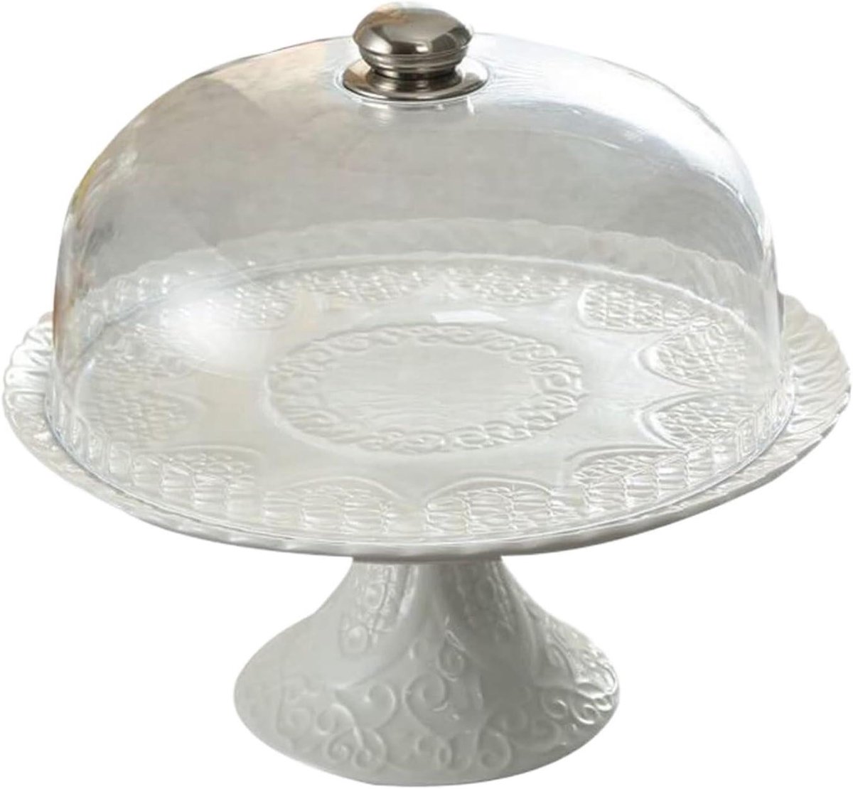 Taartstandaard - Dessert plateau - Feestelijk presenteren - Stabiele basis - 30x13cm - Wit