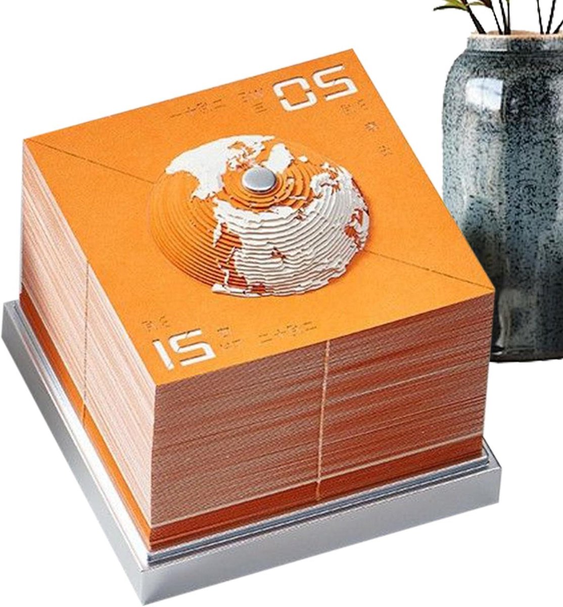3D Kalender - Bureau Decoratie - Tijd Beheer - Interactieve Kunst - 8.7 x 8.7 x 8.9 cm - Multicolor