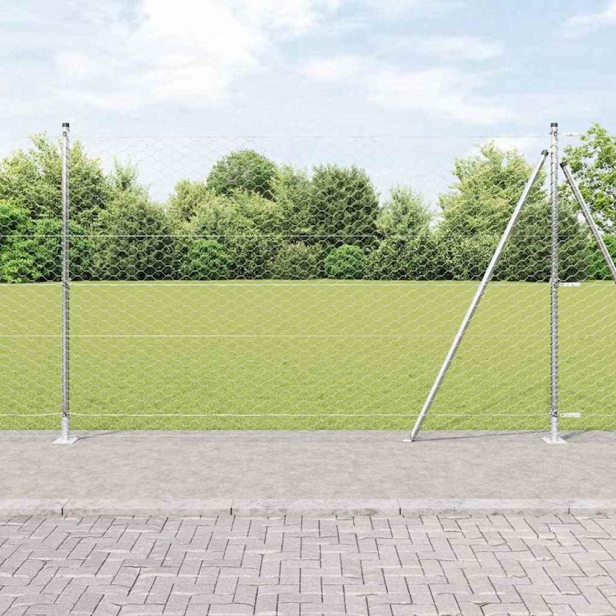 Stalen Balustrade Palen - Hekpalen Tuin - Buitenhekken Plaatsen - Weerbestendige Coating - 250 cm Lengte - Zilver