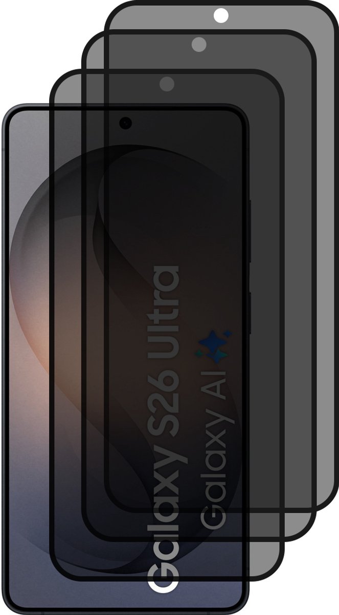 Samsung Galaxy S26 Ultra Privacy Screenprotector gehard glas tempered glass - 3 stuks