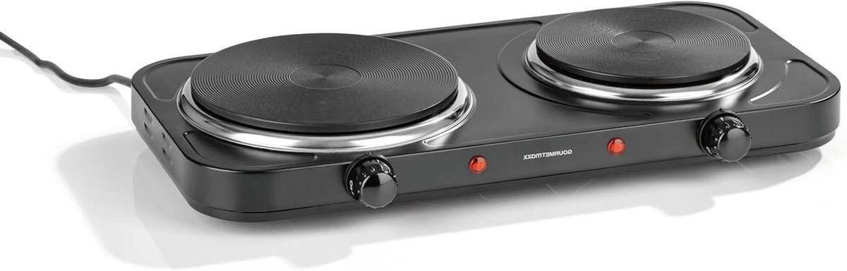 Dubbele Kookplaat - Elektrische Kookplaat - Flexibel Koken - Traploze Temperatuur - 2 Platen 15/18cm - Zwart