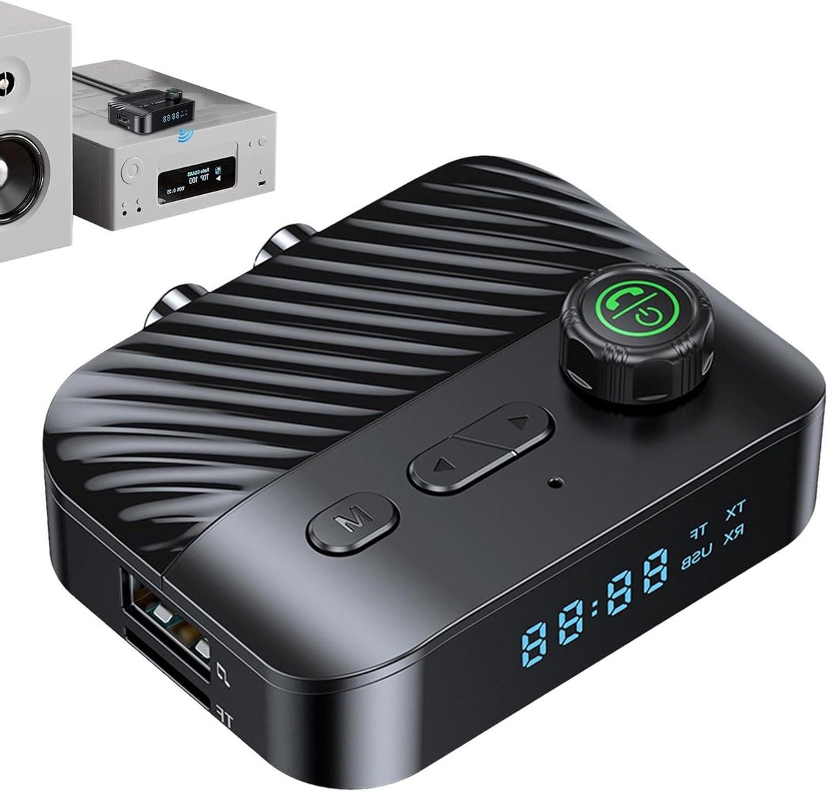 Draadloze Audio Adapter - Zender Ontvanger - Muziek Streamen - Lage Latentie LCD - 12.8 cm - Zwart