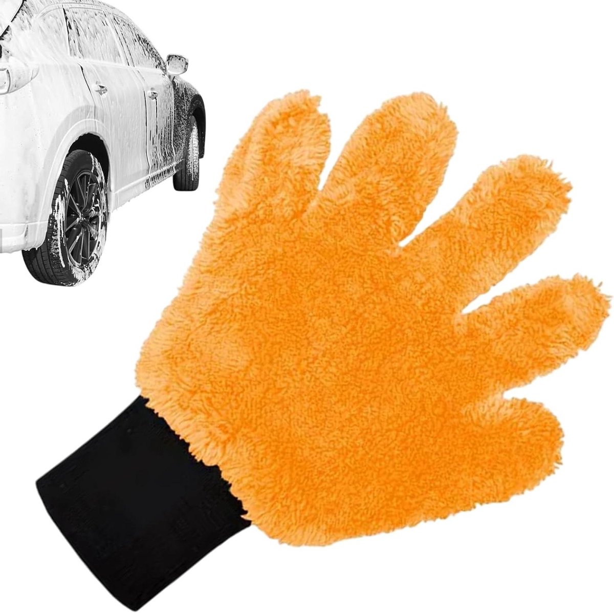 Autowashandschoen - Reinigingshandschoen - Auto Reinigen - Krasvrij Materiaal - 26 x 20 cm - Oranje