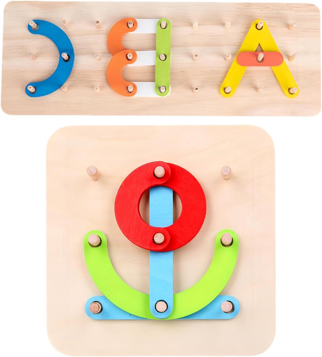 Houten Puzzel - Cijfer Vorm - Motorische Vaardigheden Leren - Kleuren Sorteren - 18 x 18 x 5 cm - Multicolor