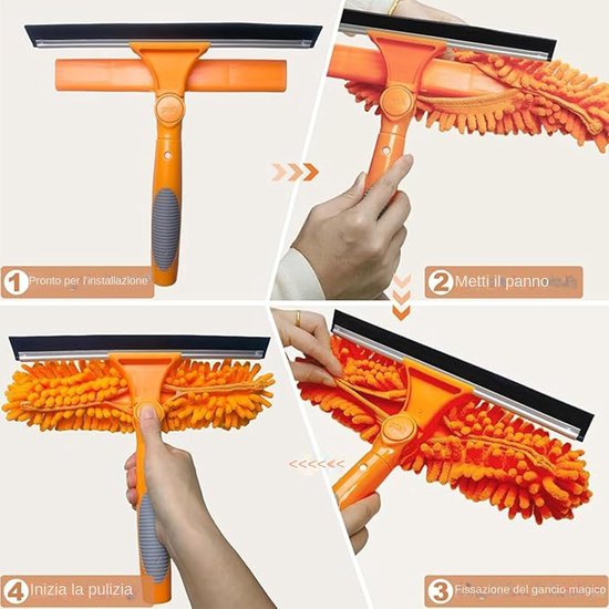 Uittrekbare plumeau - Lange stangreiniger - Hoge oppervlakken reinigen - Combinatie van spinnenweb- en raamborstel - Tot 171 cm - Oranje — afbeelding 4
