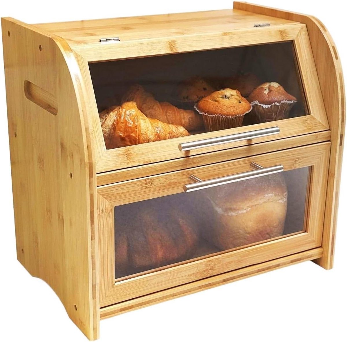 Broodtrommel Keuken - Broodbak Opberger - Brood Vers Houden - Met Ramen Ventilatie - 14.6 inch - Multi-colored