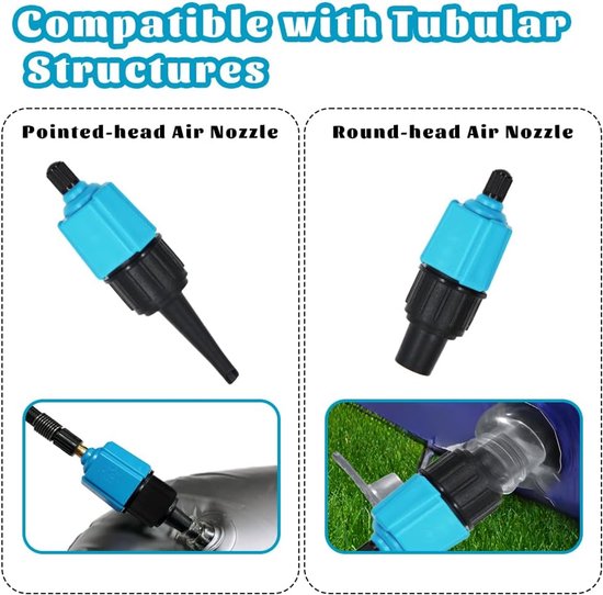 Adapter voor Compressor - Luchtpomp Adapter - Water Sporten - 6-in-1 Ontwerp - 15 x 10 x 4 cm — afbeelding 5